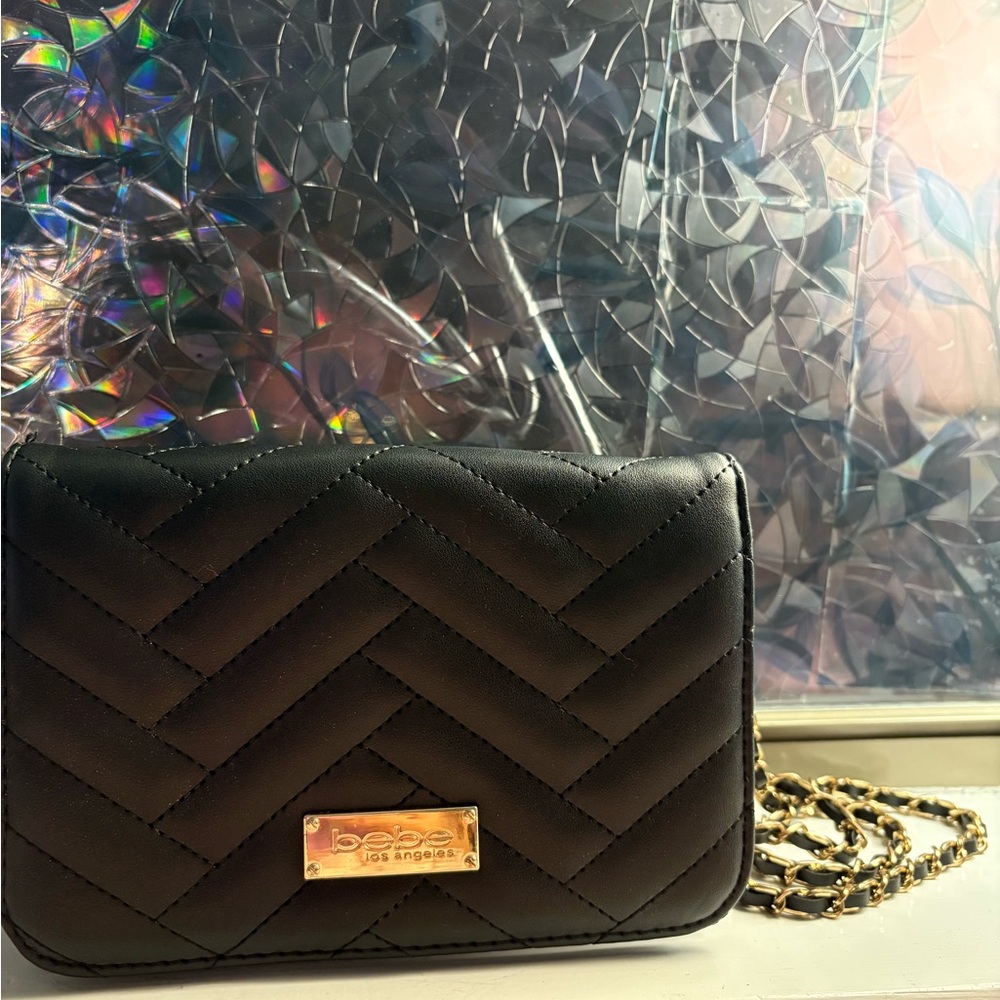 Bebe Black Chevron Crossbody Bag